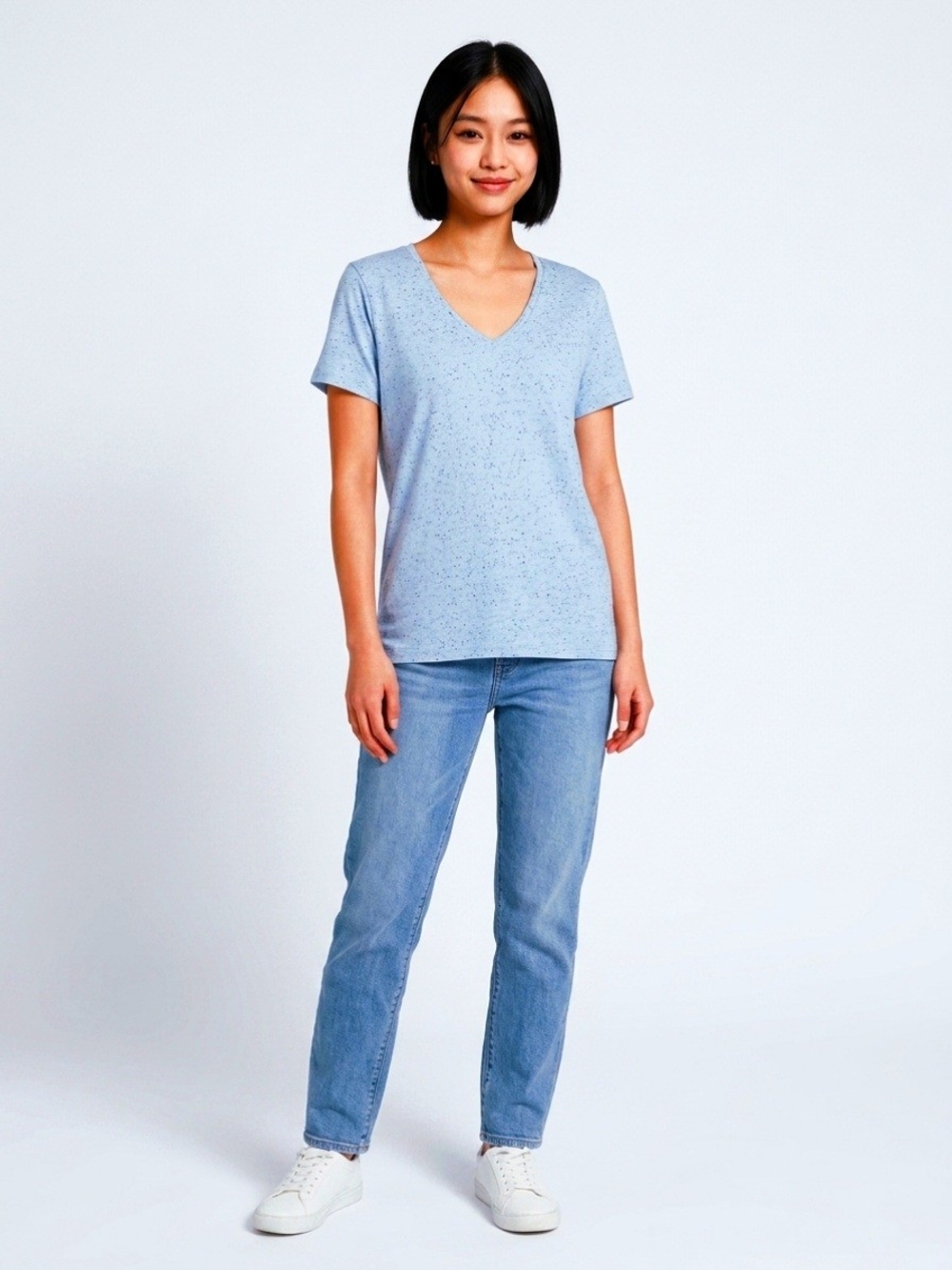 Nine West Speckled Blue V-neck Tee - XXL - EUC